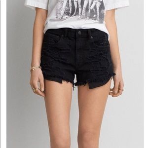 AEO Vintage Hi-Rise Festival Distress Black Short